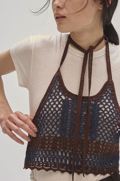 Crochet Knit Bustier - NAVY (12520504) | セレクトショップ
