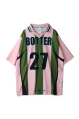 × BOTTER REVERSE SOCCER TEE / STRIPED PINK&amp;GREEN（RMGB008C99JER0013052）