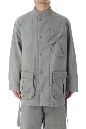 FADED STRIPE MOTORCYCLE JACKET / GRAY (PC-003-3545)