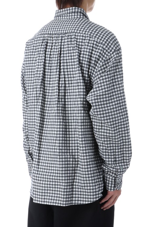 ROLL UP FLANNEL GINGHAM CHECK SHIRT / CHARCOAL GRAY (PC-016-3684