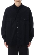ROLL UP ORGANIC CORDUROY SHIRT / BLACK (PC-016-3685)