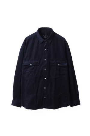 ROLL UP ORGANIC CORDUROY SHIRT / NAVY (PC-016-3685)