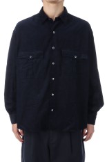 ROLL UP ORGANIC CORDUROY SHIRT / NAVY (PC-016-3685)
