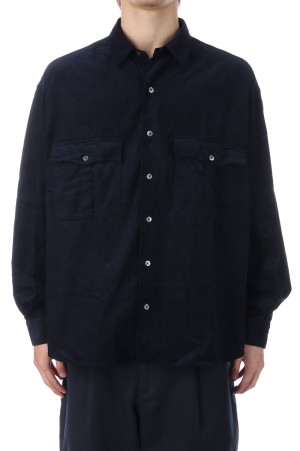 ROLL UP ORGANIC CORDUROY SHIRT / NAVY (PC-016-3685)