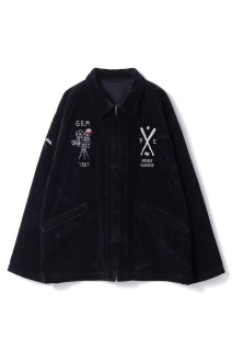 CORDUROY ZIP JACKET EMBROIDERY (SANDLOT) / BLACK (PC-018-3524)