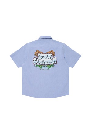 WORLD IS YOUR S/S OXFORD SHIRT/ LIGHT BLUE (BEPSS25TP27)