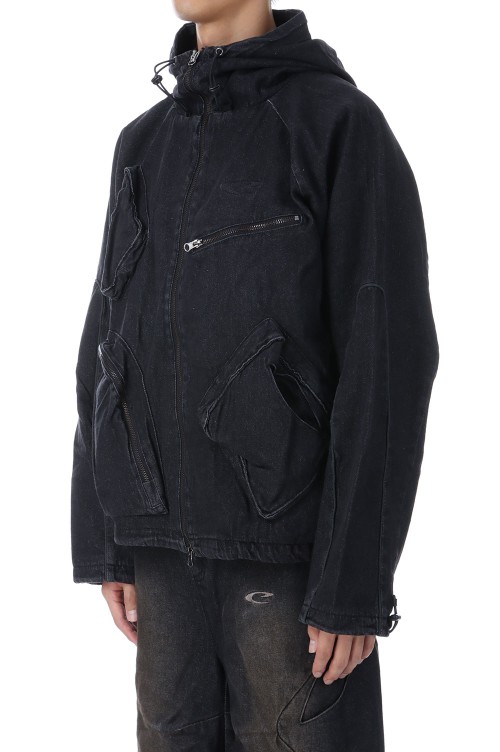 CPG RHOMBUS POCKET FADE DENIM JACKET - BLACK (25AW-CPG-02 / FS1881