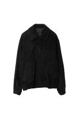 COW SUEDE ZIP SHORT JACKET - BLACK (ST.1217)