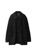 COW SUEDE CAR JACKET - DARK BROWN (ST.1218)