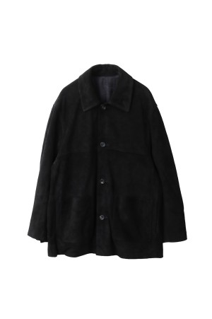 COW SUEDE CAR JACKET - BLACK (ST.1218)