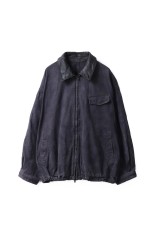 SULFUR DYED WHIP CORD VINTAGE ZIP JACKET - BLACK (ST.1239)