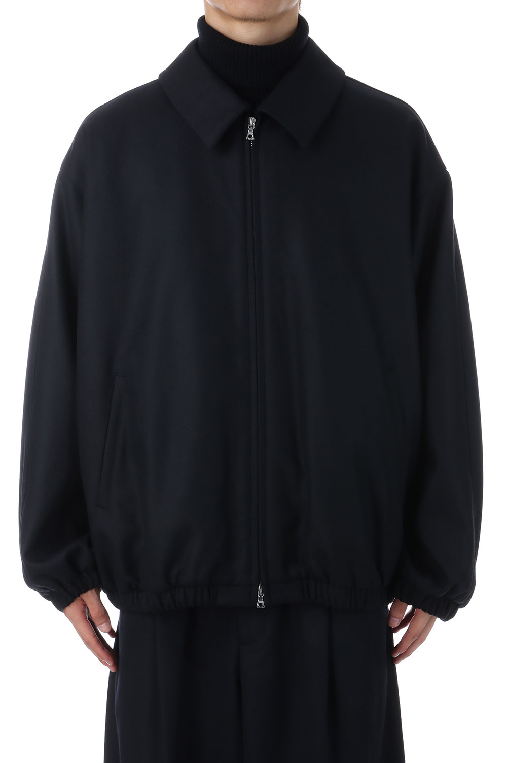 MELTON OVERSIZED ZIP JACKET - BLACK (ST.1226) | セレクトショップ