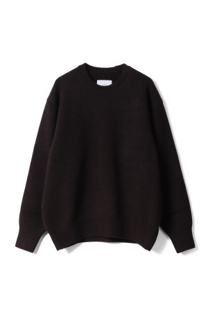 EXTRA FINE WOOL WARM KNIT CREW NECK LS - DARK BROWN (ST.1289)