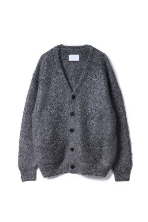 KID MOHAIR KNIT V NECK CARDIGAN - GREY (ST.1300)