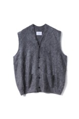 CASHMERE SHAGGY KNIT VEST - GREY (ST.1309)