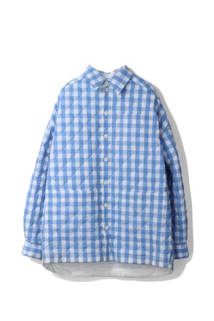 QUILTED GINGHAM SHIRT BLOUSON - SAXE BLUE GINGHAM (25AMM0202)