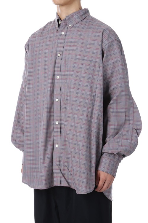 TECH BUTTON DOWN SHIRT L/S TATTERSALL - GRAY (BE-80025W