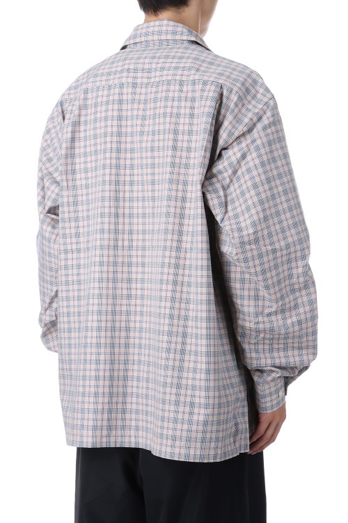 TECH SPORTS OPEN COLLAR SHIRT L/S NOVA CHECK - BEIGE (BE-81025W