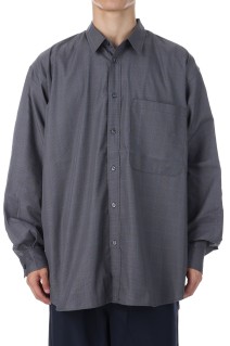 TECH REGULAR COLLAR SHIRT L/S GLEN CHECK - BROWN KHAKI (BE-82025W)