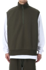 TECH SWEAT ZIP VEST PULLOVER - BROWN KHAKI (BE-55025W)