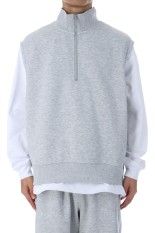 TECH SWEAT ZIP VEST PULLOVER - HEATHER GRAY (BE-55025W)