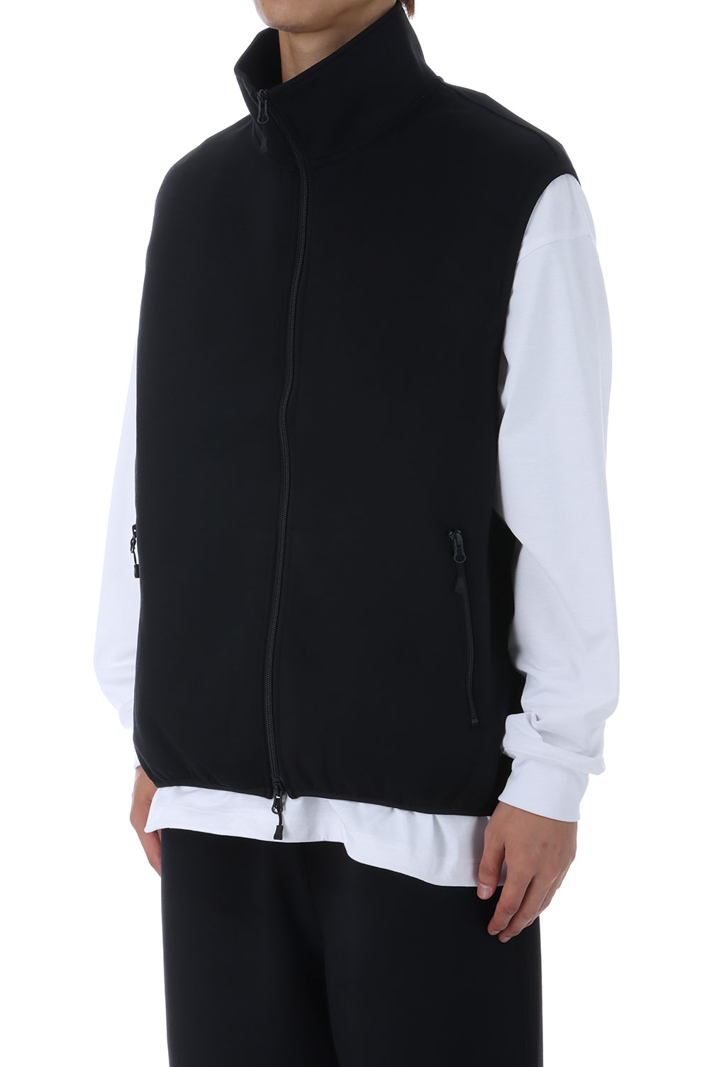 TECH SCUBA KNIT STAND COLLAR VEST - BLACK (BE-61025W) | セレクト