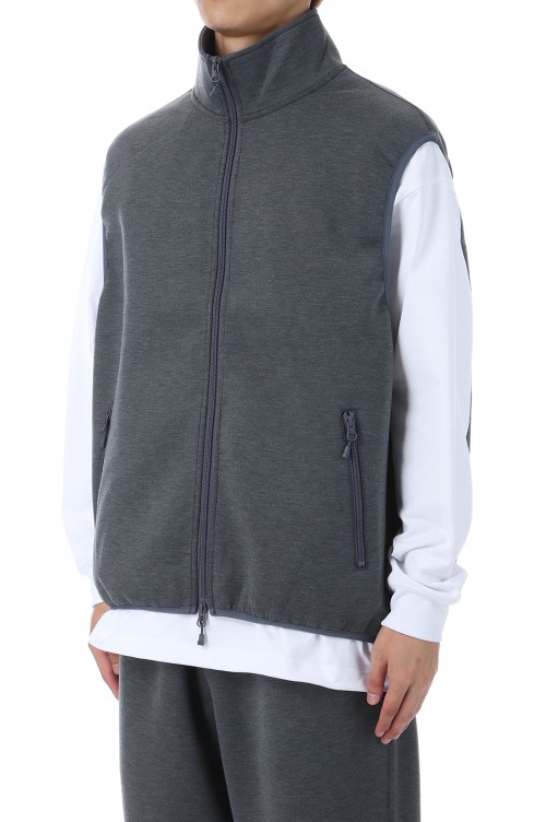 TECH SCUBA KNIT STAND COLLAR VEST - CHARCOAL (BE-61025W