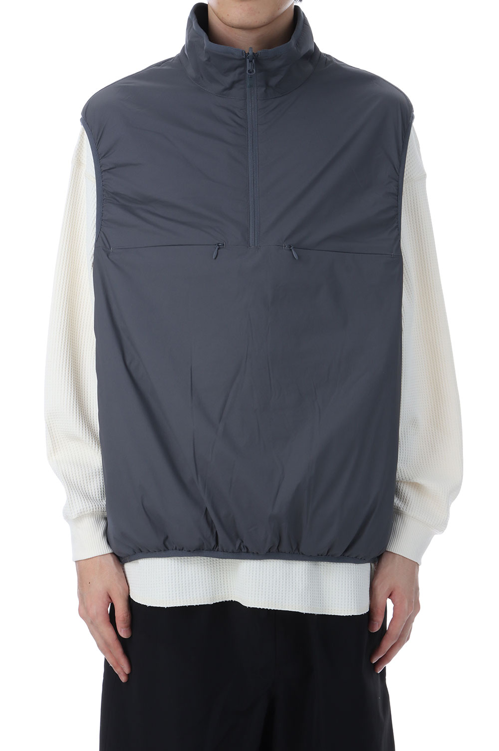 TECH REVERSIBLE PULLOVER PUFF VEST - CHARCOAL (BW-70025W