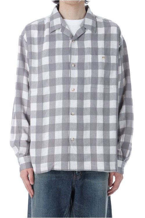 Checkerboard Field Open Collar Shirt - Asphalt Gray (N25FG028