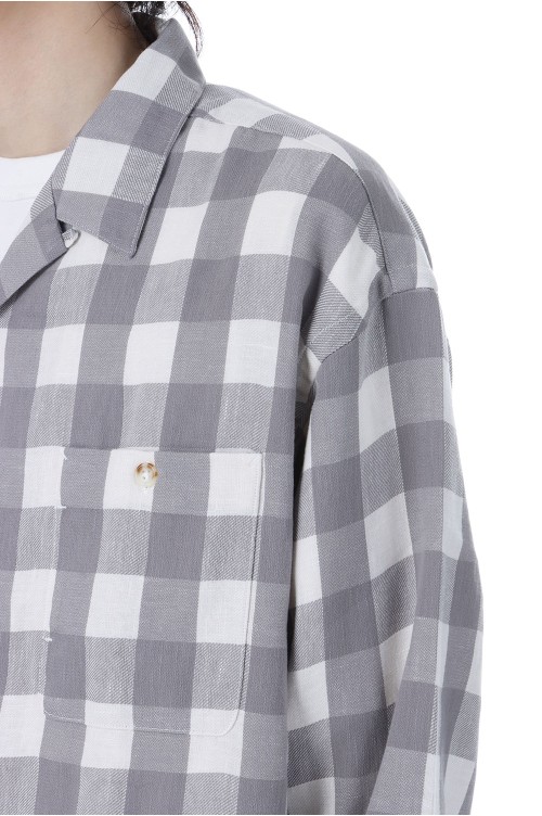 Checkerboard Field Open Collar Shirt - Asphalt Gray (N25FG028