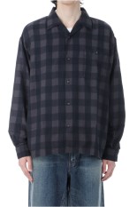 Checkerboard Field Open Collar Shirt - Black (N25FG028)