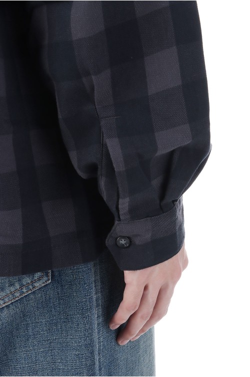 Checkerboard Field Open Collar Shirt - Black (N25FG028) | セレクト