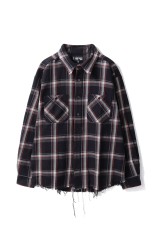 DAMAGED FLANNEL SHIRTS / BLACK (252LM-SH02)