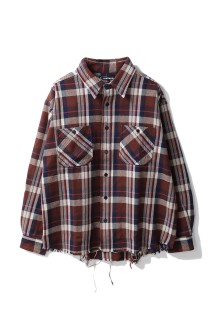 DAMAGED FLANNEL SHIRTS / BROWN (252LM-SH02)