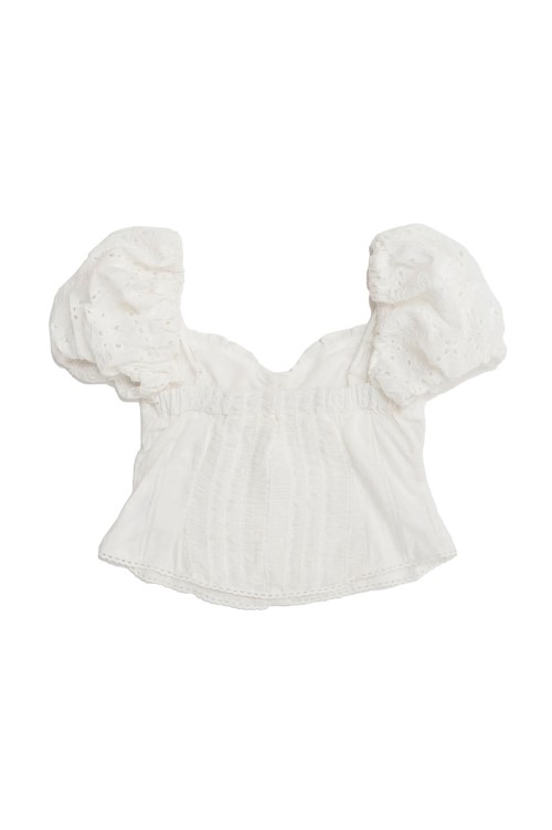 2way Cotton Puff Sleeve Bustier - WHITE (21251315713