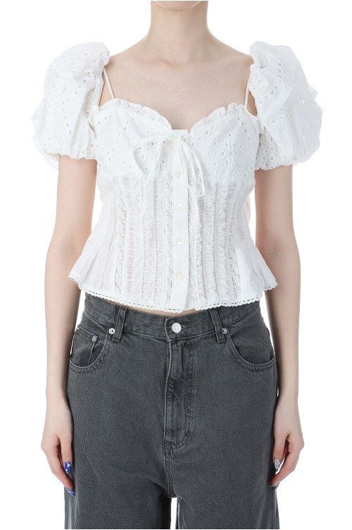 【未使用】2way Cotton Puff Sleeve Bustier 2way Cotton Puff Sleeve Bustier - WHITE (21251315713