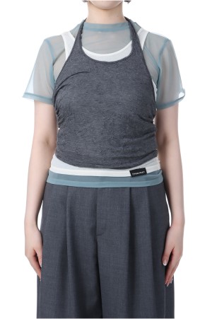 Triple Layered Halter Top - GRAY (31251415112)