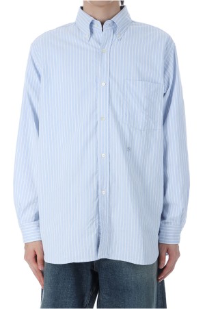 Button Down Stripe Wind Shirt - Navy (S25SG090)