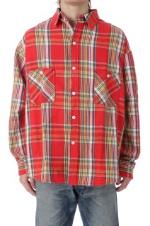FLANNEL SHIRT / CHECK / RED+YELLOW (SM-HR1-0000-042)