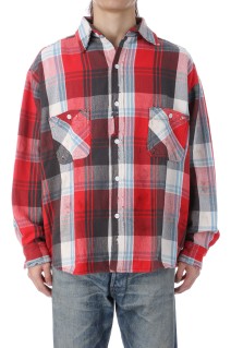FLANNEL SHIRT / CHECK / RED+GRAY (SM-HR1-0000-043)