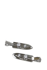 Rhinestone Flat Hair Clip 2 Piece Set - SILVER (hp8924)