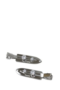 Rhinestone Flat Hair Clip 2 Piece Set - SILVER (hp8924)