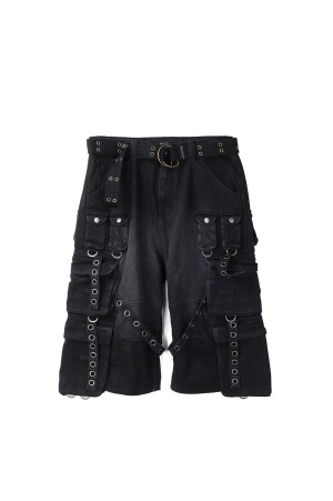 BLEACH CARGO PANTS W / BELT / BLACK (BR25SS-P1022)