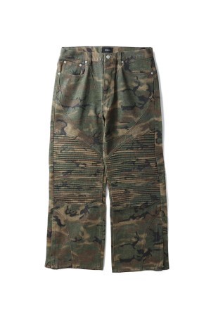 COATING BIKER CAMO PANTS / WOODLAND CMAO (BR25AW-P1006)