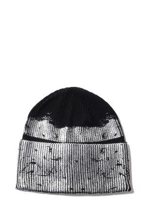 FOIL PRINT KNIT CAP / BLACK (BR25AW-AC8001)
