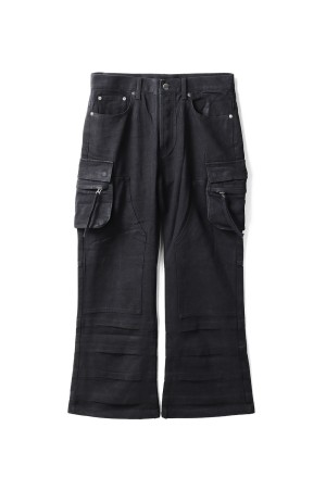 COATING DOUBLE KNEE FLARE DENIM / BLACK (BR25AW-P1009)