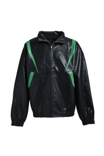 FAUX LEATHER LAMBO TRACK JACKET / BLACK (BR25AW-O0008)