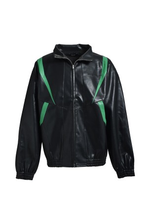 FAUX LEATHER LAMBO TRACK JACKET / BLACK (BR25AW-O0008)