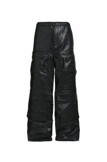 FAUX LEATHER CARGO PANTS / BLACK (BR25AW-P1013)