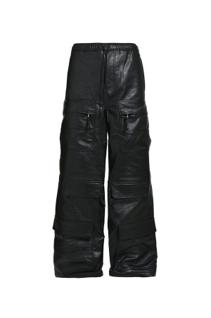 FAUX LEATHER CARGO PANTS / BLACK (BR25AW-P1013)